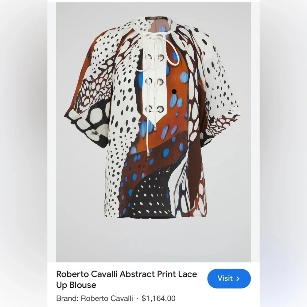 Silk Multicolored Lace Up Animal Print Tunic - Picture 2 of 10